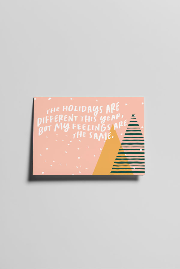 flat lay holidays are different card | ampersand & ampersand