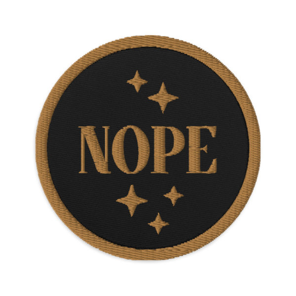 nope embroidered-patches-black-front | ampersand branding studio